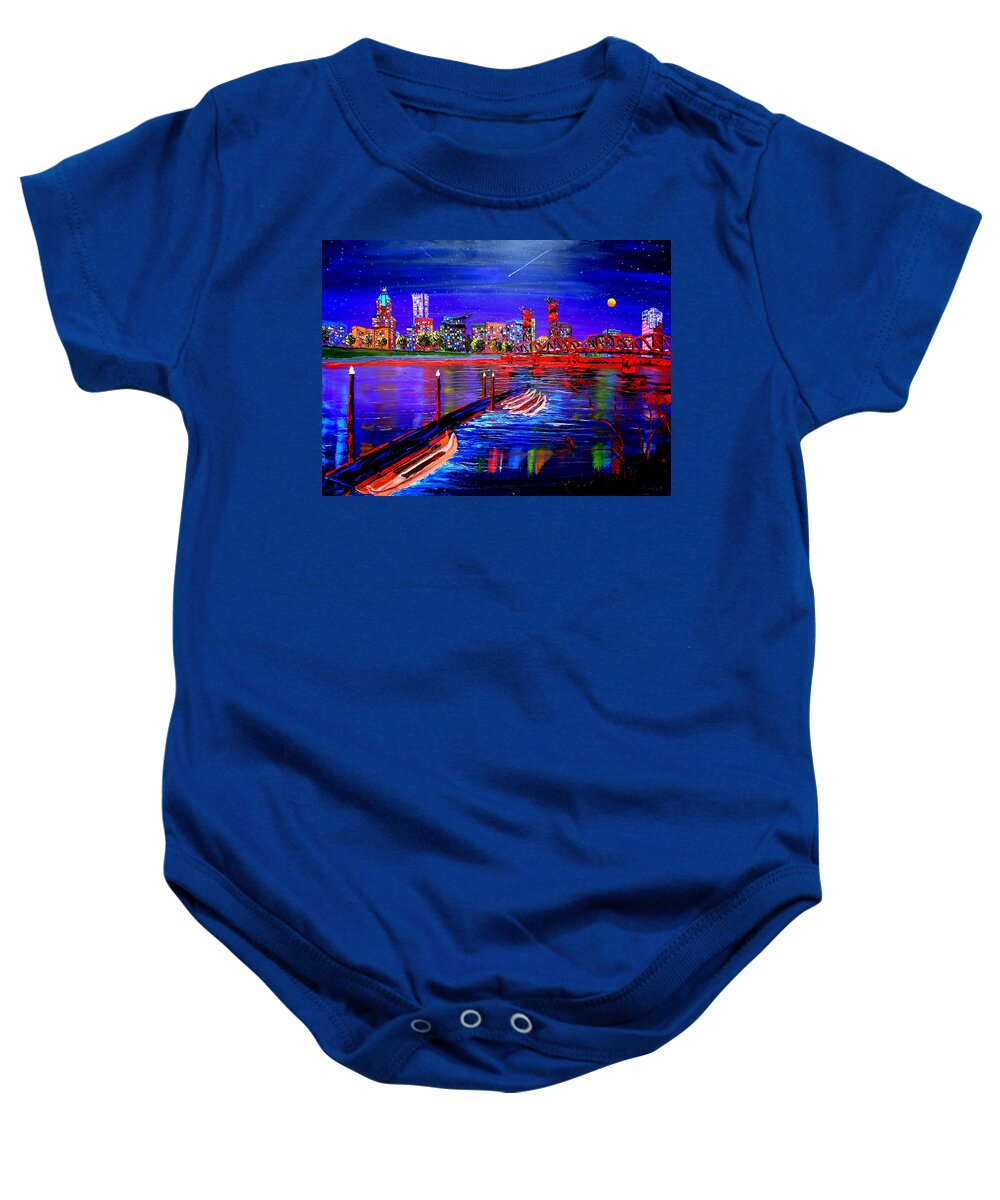  Baby Onesie featuring the painting Portland City Lights #95 by James Dunbar