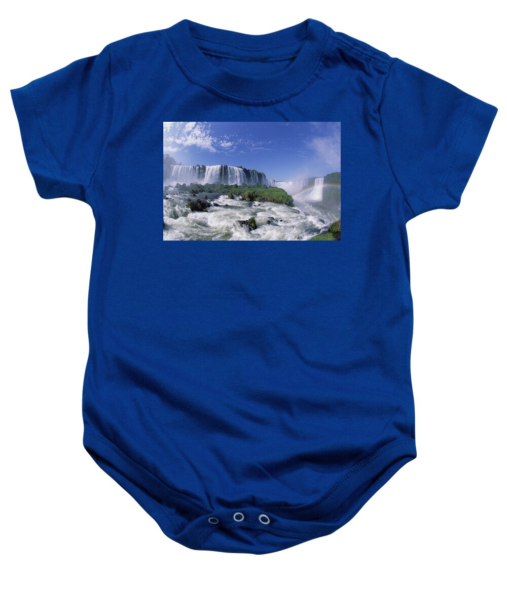 Mp Baby Onesie featuring the photograph Rainbow At Iguacu Falls, Brazil by Konrad Wothe