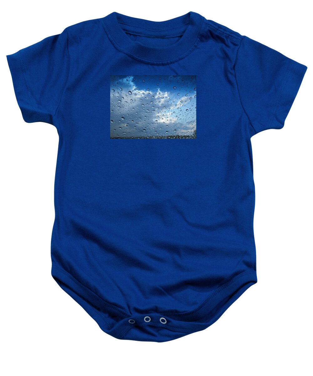 Rain Baby Onesie featuring the photograph Raindrops in Blue by Ann Horn