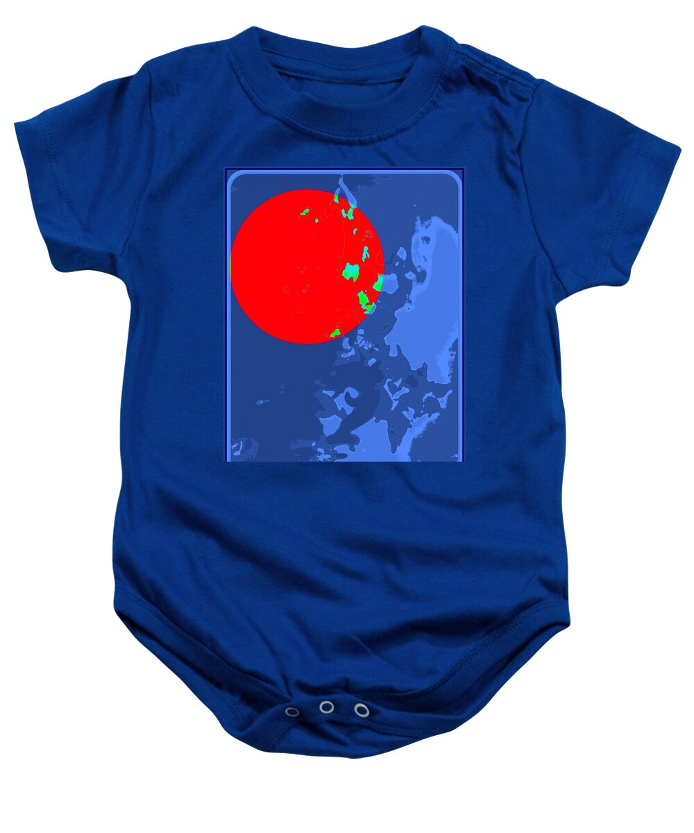 Red Baby Onesie featuring the digital art Red Moon by Lessandra Grimley