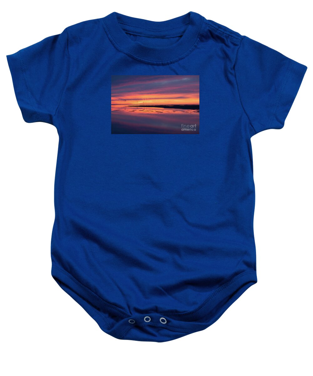 Rock Harbor Baby Onesie featuring the photograph Rock Harbor Sunset by Lorraine Cosgrove