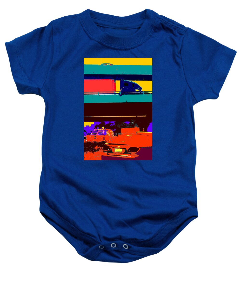 Cars Baby Onesie featuring the digital art Rushing To Nowhere by Ian MacDonald