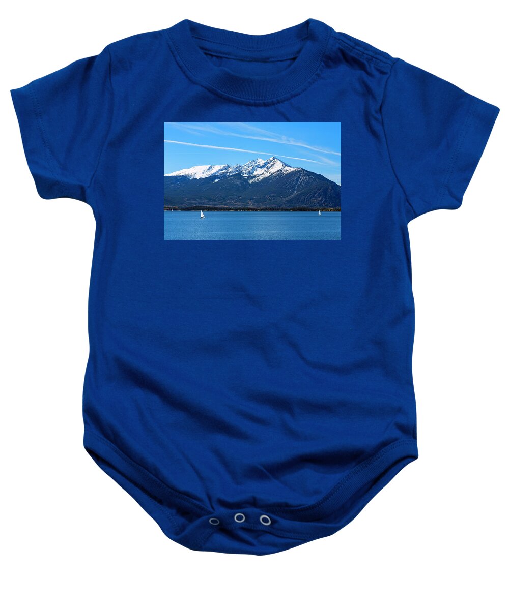Sailboats On Lake Dillon Baby Onesie featuring the photograph Sailboats on Lake Dillon by Jemmy Archer