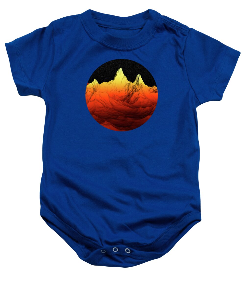 Sci Fi Baby Onesie featuring the digital art Sci Fi Mountains Landscape by Phil Perkins