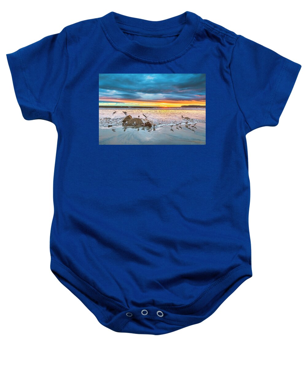 Coronado Baby Onesie featuring the photograph Seagull Sunset by Dan McGeorge