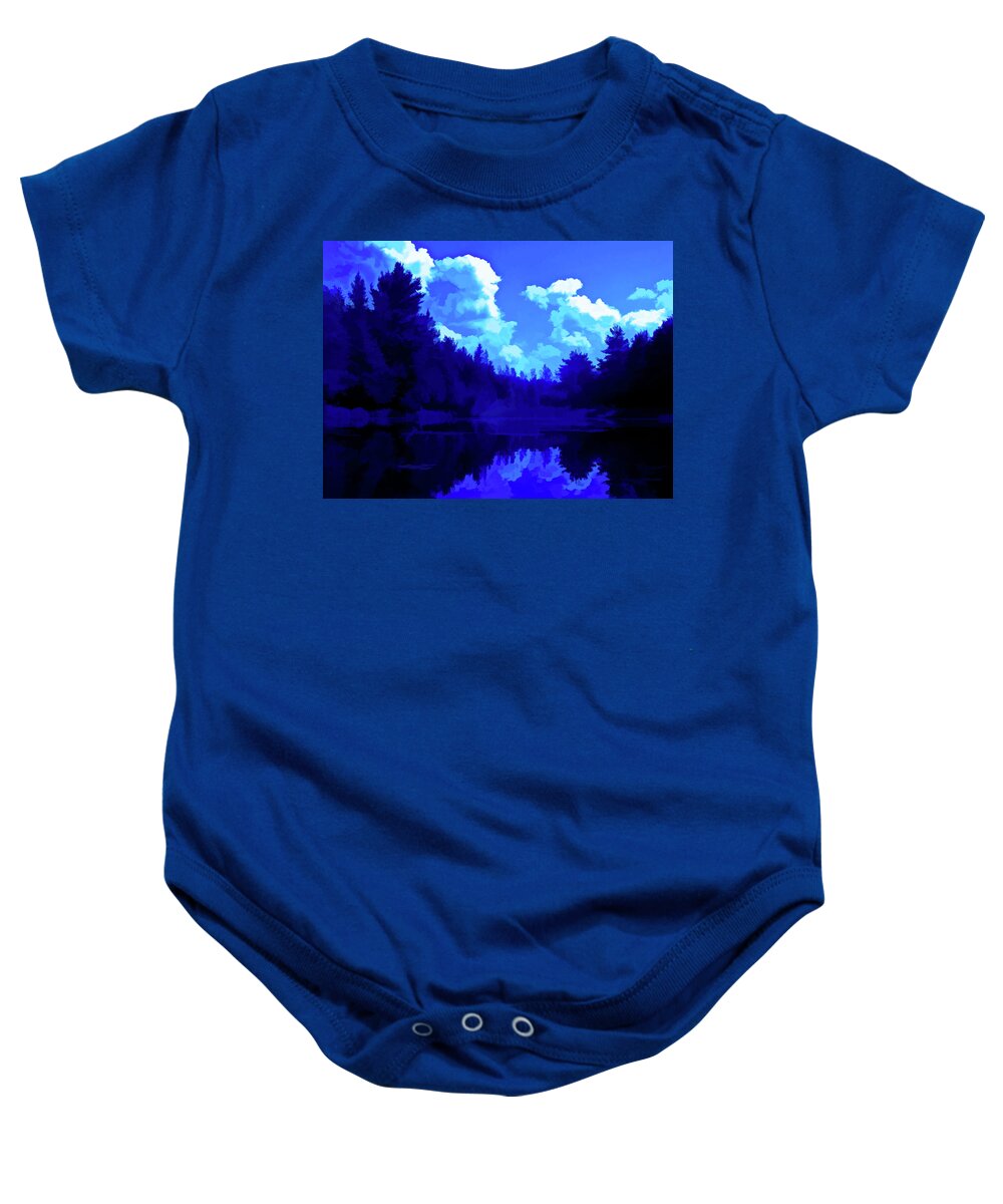 Pond Baby Onesie featuring the photograph Simply Blue Pond Reflections by Aimee L Maher ALM GALLERY