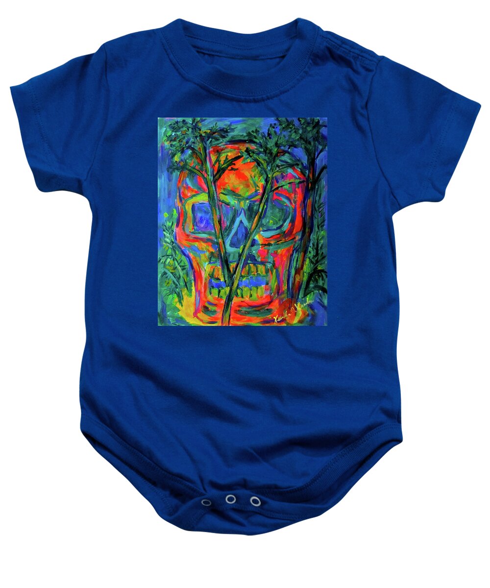 Skull Prints For Sale Baby Onesie featuring the painting Skull Island by Kendall Kessler
