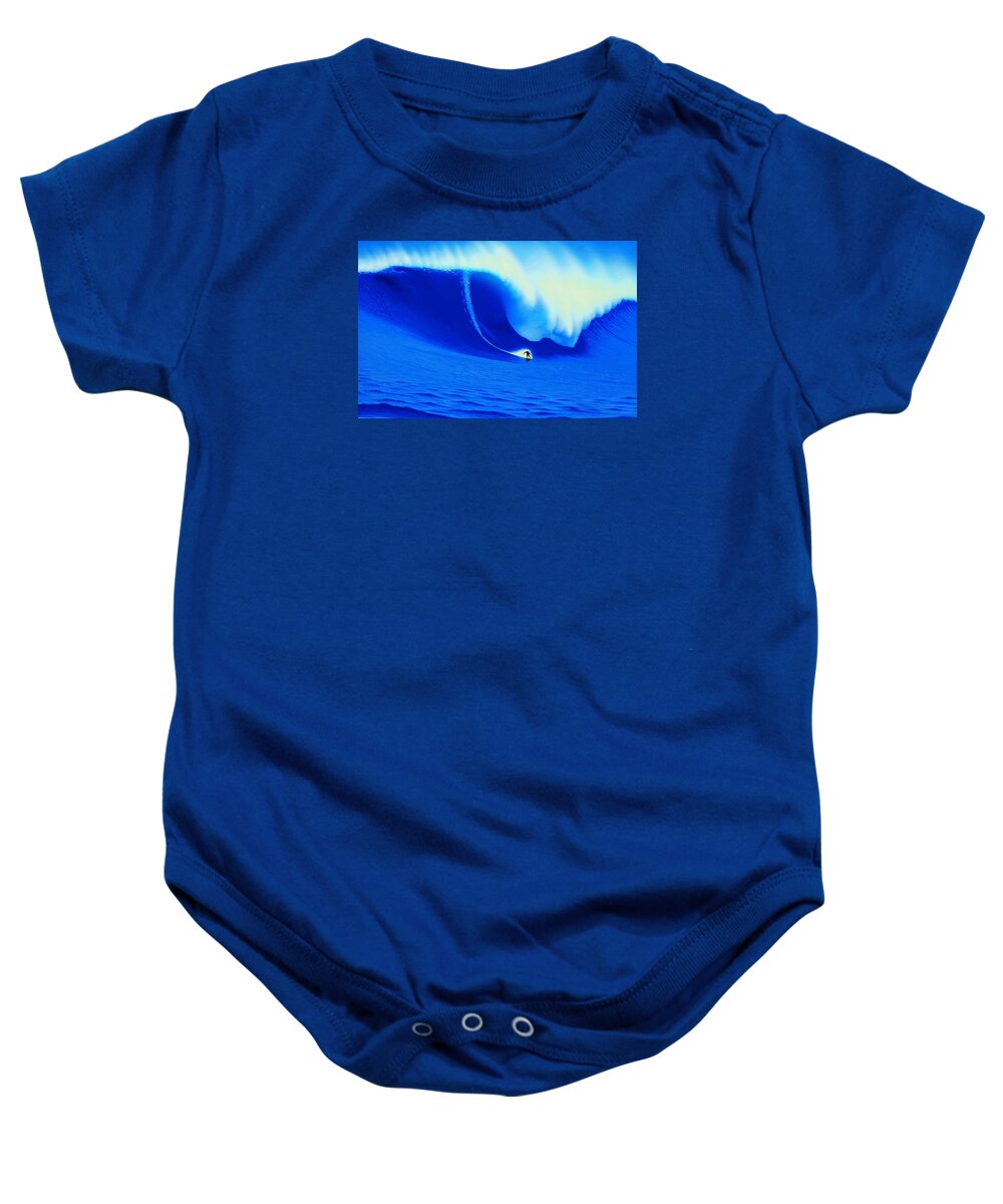 Surfing Baby Onesie featuring the painting Dungeons, South Africa 2006 by John Kaelin