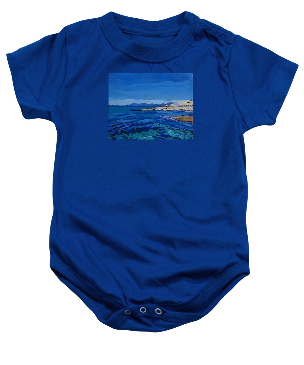 Ocean Baby Onesie featuring the painting Spanish Jewels 1 by Leah Tomaino