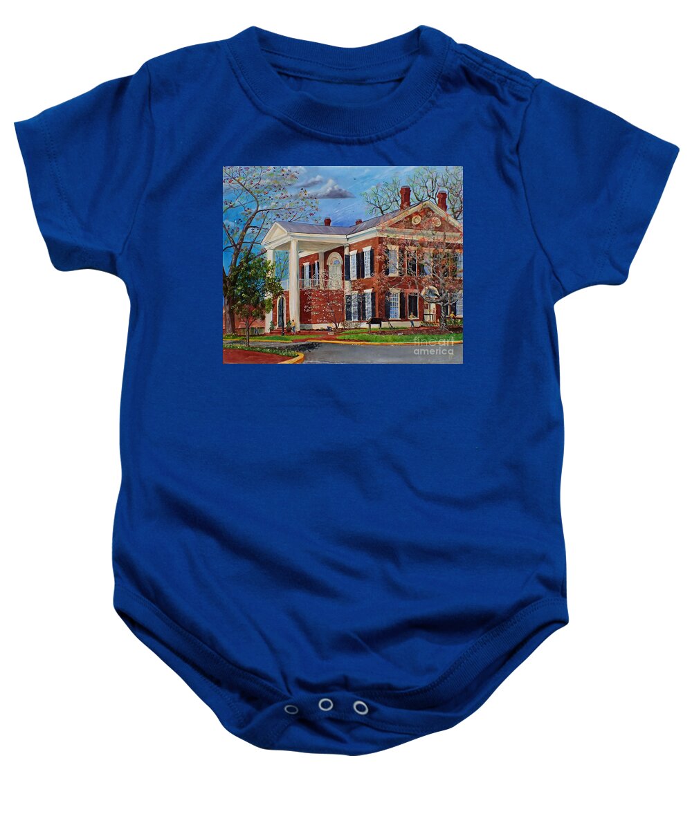 Spring Baby Onesie featuring the painting Spring Planting at the Dahlonega GOld Museum by Nicole Angell