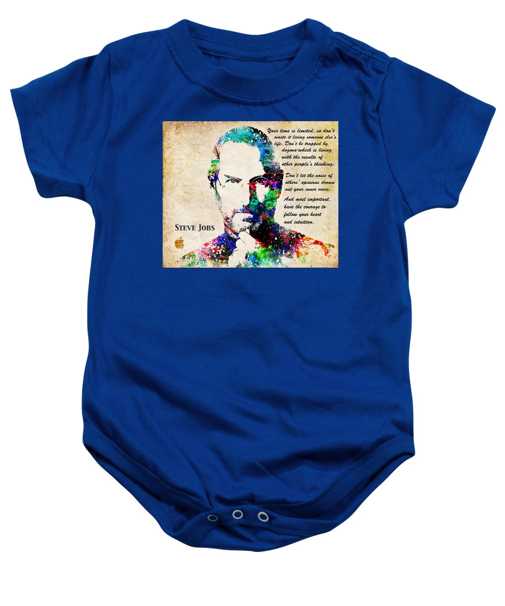 Steve Jobs Baby Onesie featuring the digital art Steve Jobs Portrait by Patricia Lintner