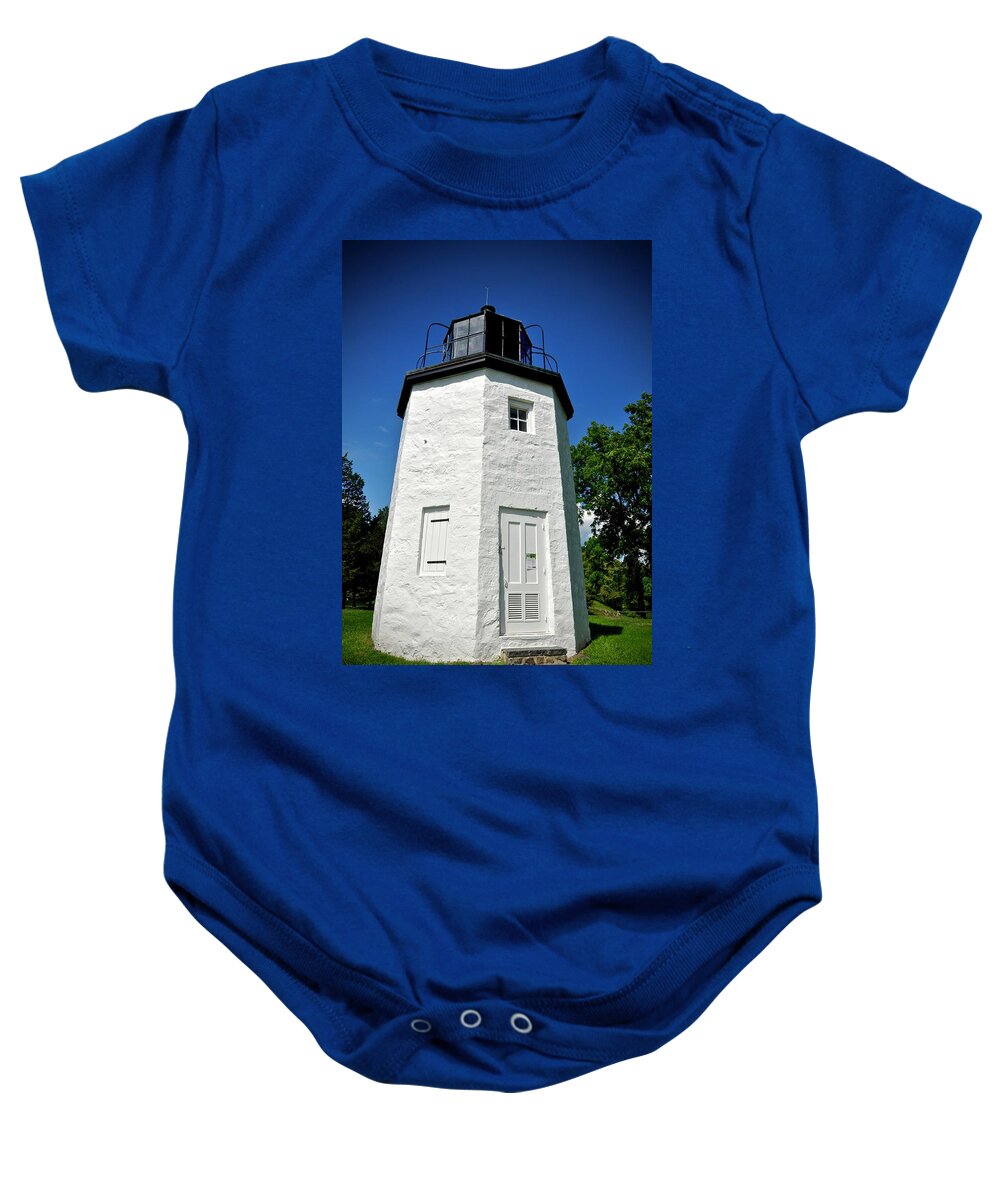 #stony Point Lighthouse Baby Onesie featuring the photograph Stony Point Lighthouse by Cornelia DeDona