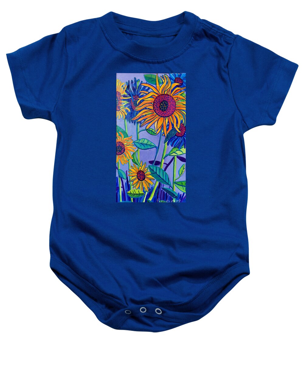 Sunflowers Baby Onesie featuring the painting Sunflower Garden by Debra Bretton Robinson