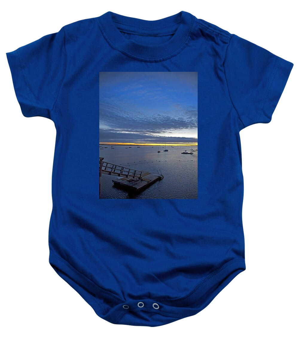 Barnstable Baby Onesie featuring the photograph Sunrise at The Barnstable Yacht Club by Charles Harden