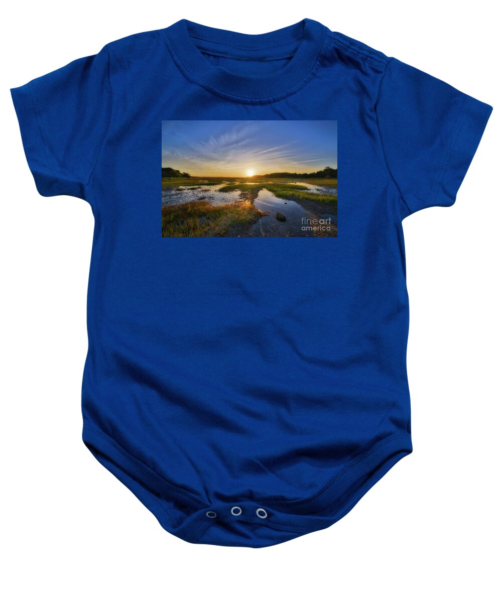 Sunrise Baby Onesie featuring the photograph Sunrise over the marsh by Michael Ver Sprill