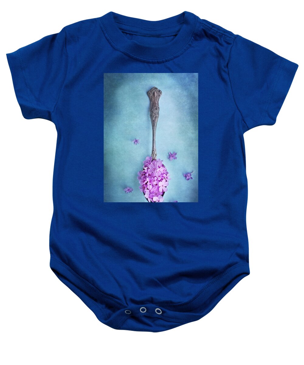 Sweet William Baby Onesie featuring the photograph Sweet Medicine by Stephanie Frey