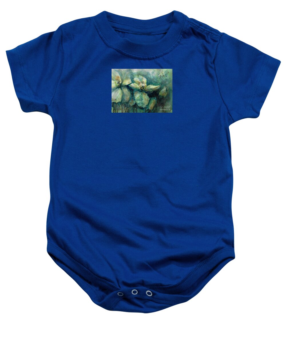 #creativemother Baby Onesie featuring the painting Teal Me by Francelle Theriot