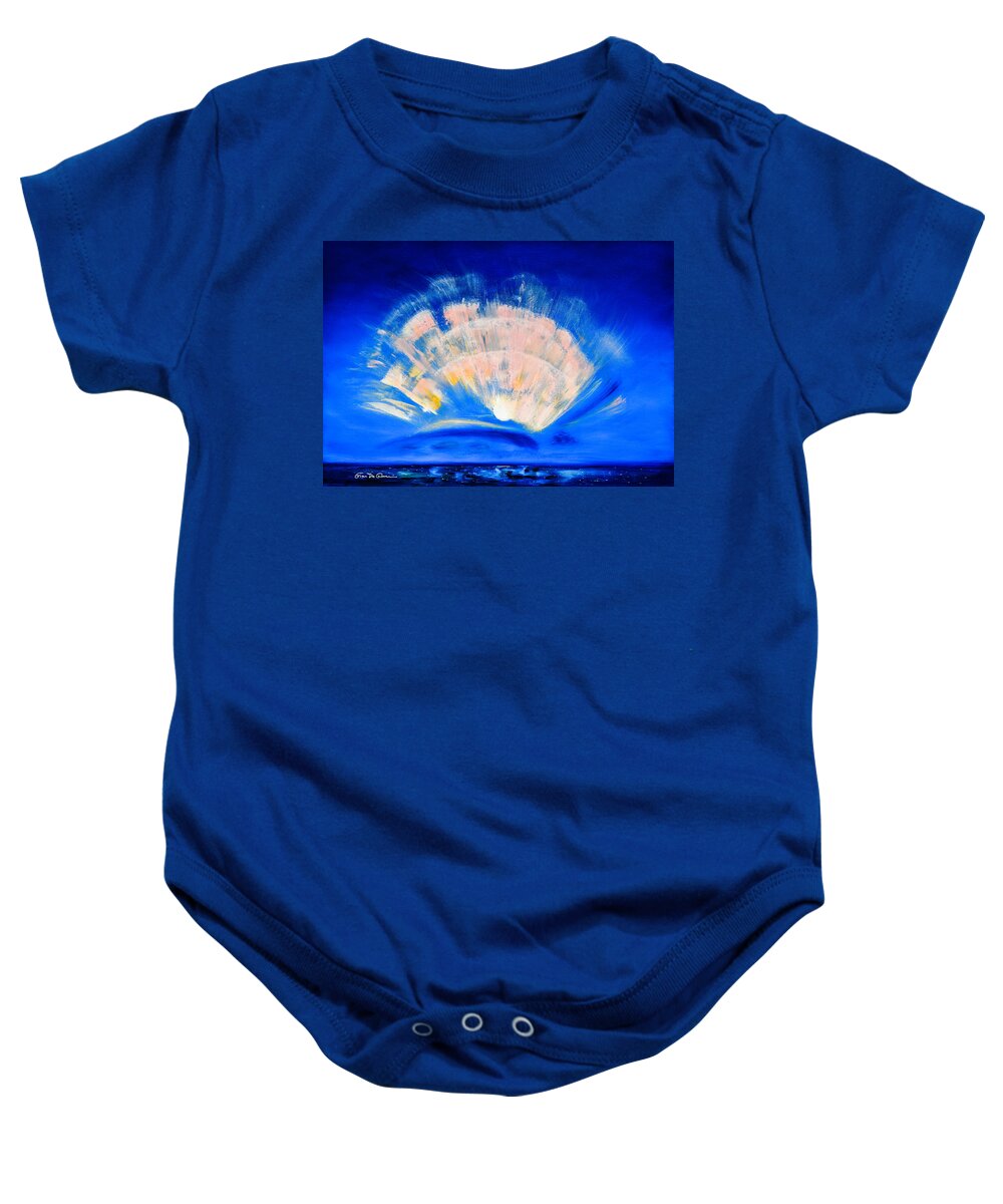 Sunset Baby Onesie featuring the painting The Fan of a Fairy by Gina De Gorna