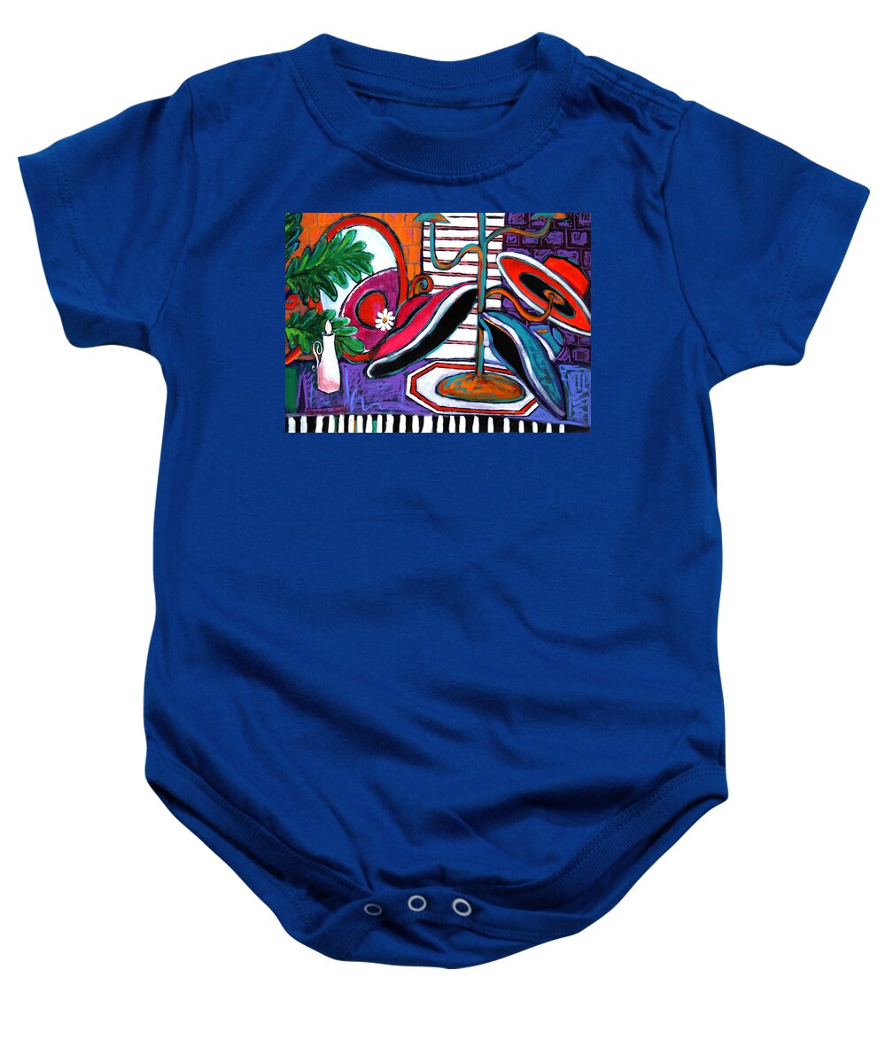 Contemporary Art Baby Onesie featuring the painting The Hat Shop by Linda Holt