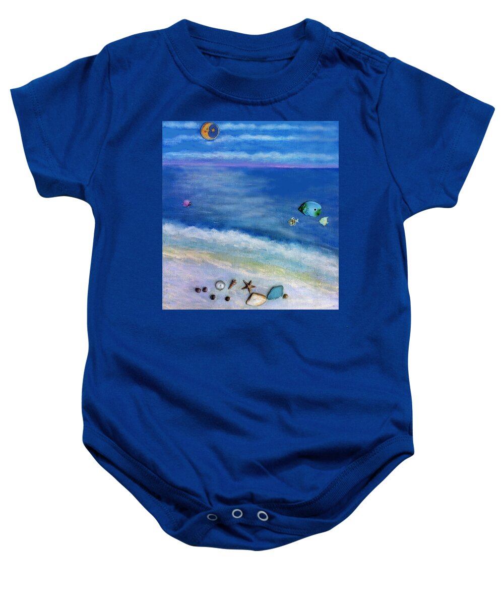 Beach Baby Onesie featuring the painting Three Beaches C by Mary Ann Leitch