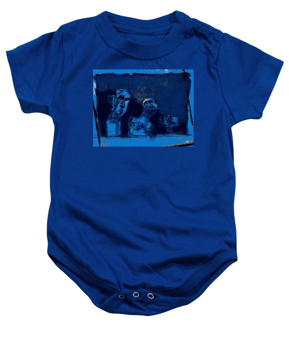 Blue Baby Onesie featuring the painting Through the Blue Window by Jim Vance