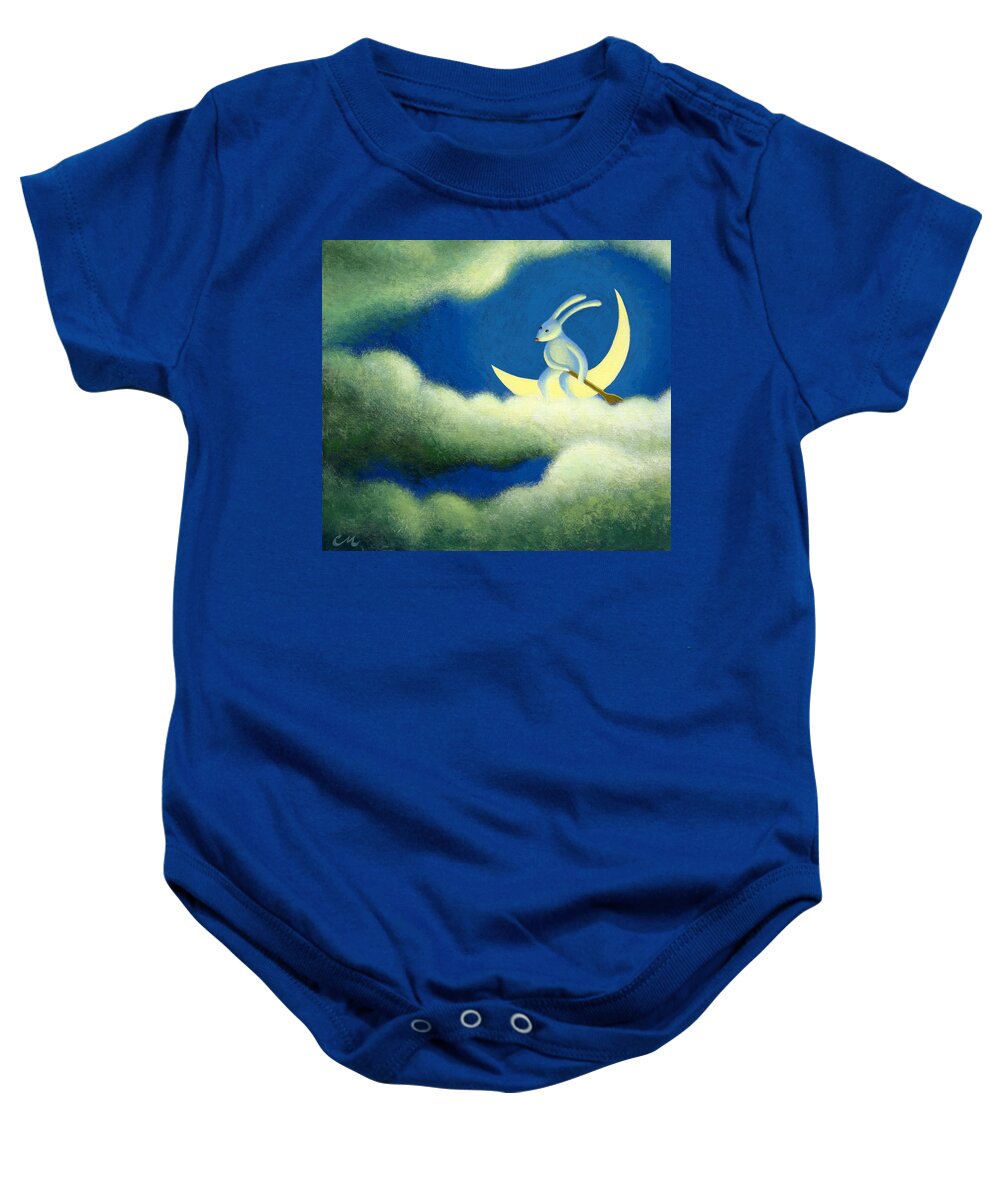 Moon Baby Onesie featuring the painting Traveler by Chris Miles