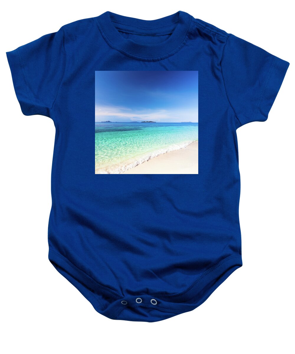 Sea Baby Onesie featuring the photograph Tropical beach Malcapuya by MotHaiBaPhoto Prints