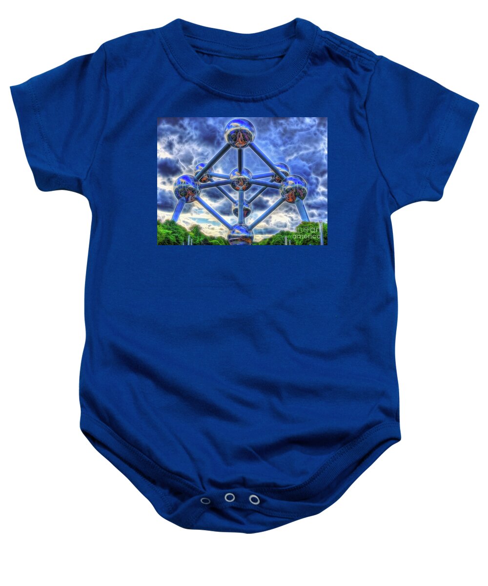  Baby Onesie featuring the digital art Two nights in Brussels 2  - Atomic by Leigh Kemp