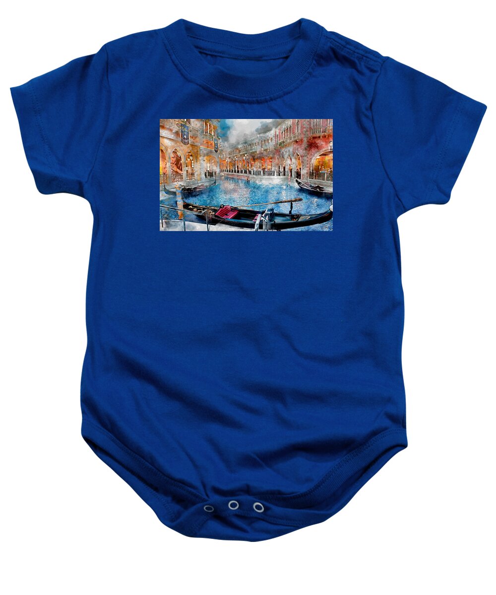 Venice Baby Onesie featuring the mixed media Venice Italy Canal by Marvin Blaine