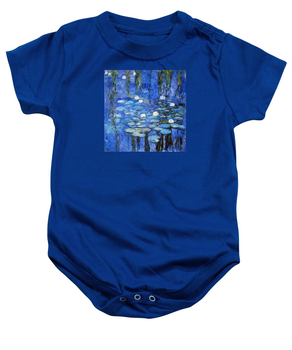 Lily Baby Onesie featuring the photograph water lilies a la Monet by Joachim G Pinkawa