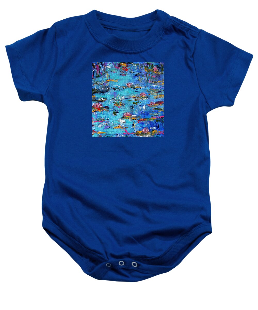 Water Lily Baby Onesie featuring the painting Water Lilies no. 1 by Mary Mirabal