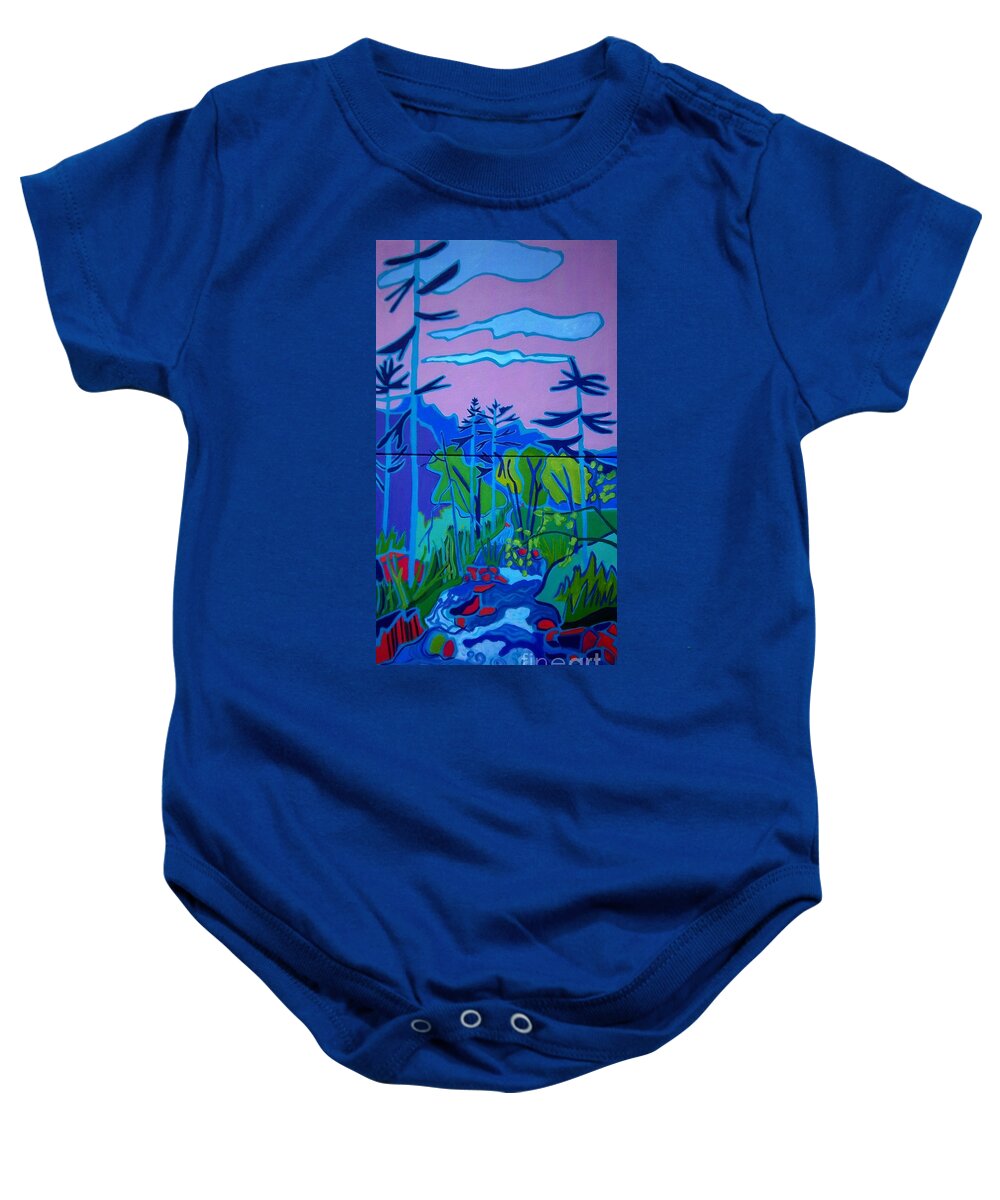Landscape Baby Onesie featuring the painting Wildcat River Jackson NH by Debra Bretton Robinson