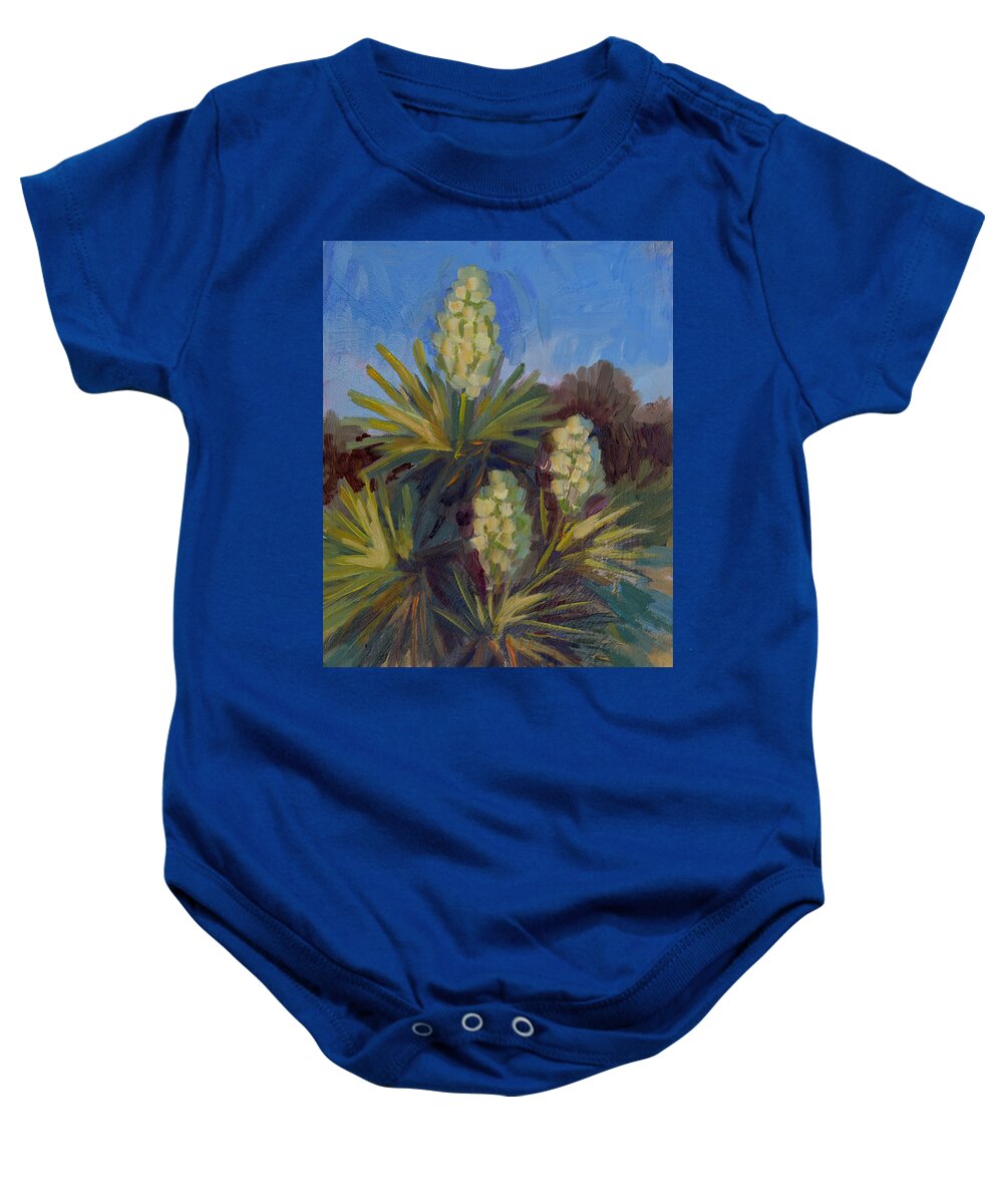 Joshua Tree Baby Onesie featuring the painting Yucca at Joshua Tree by Diane McClary
