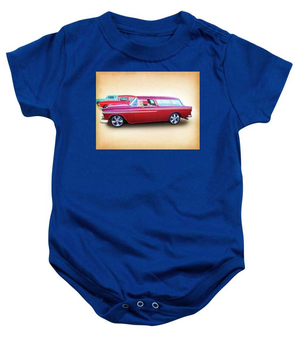1955 Chevy Baby Onesie featuring the digital art 3 - 1955 Chevy's by Rick Wicker