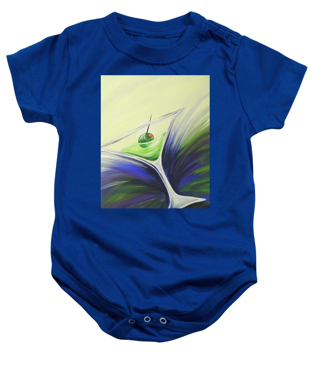 Martini Baby Onesie featuring the painting 5 O' Clock Somewhere by Karen Mesaros