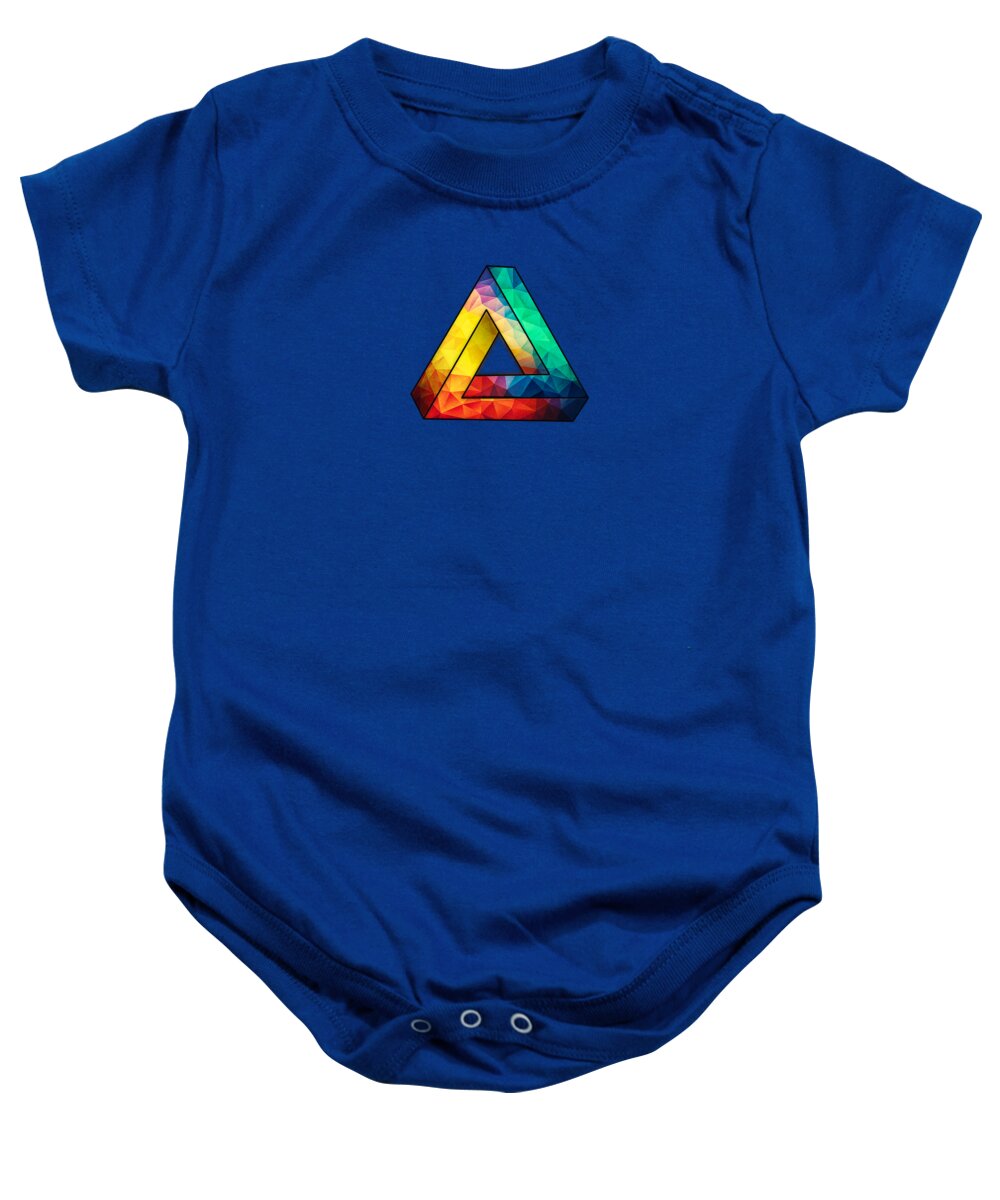 Colorful Baby Onesie featuring the digital art Abstract Polygon Multi Color Cubism Low Poly Triangle Design by Philipp Rietz