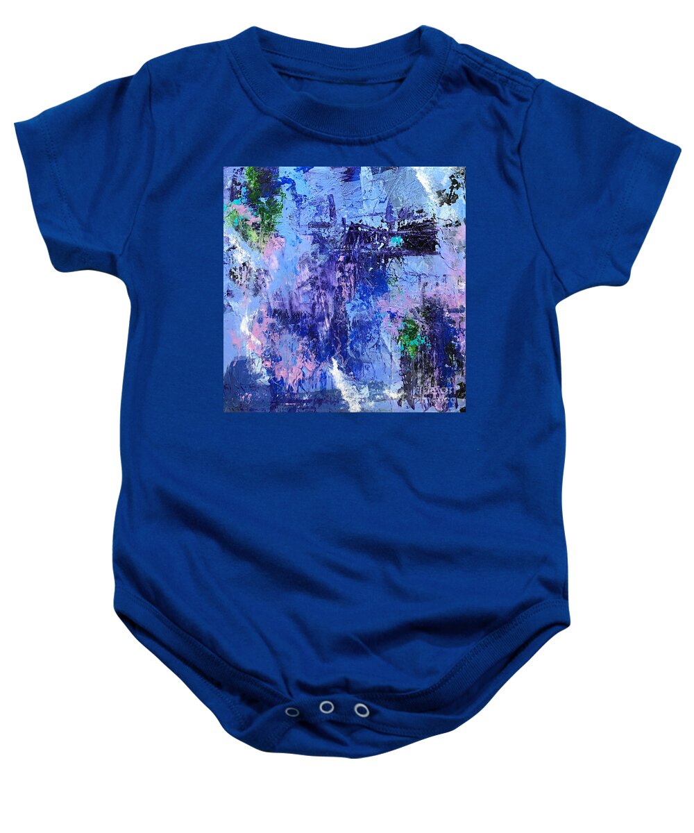 Blue Baby Onesie featuring the painting Blue Calm by Mary Mirabal