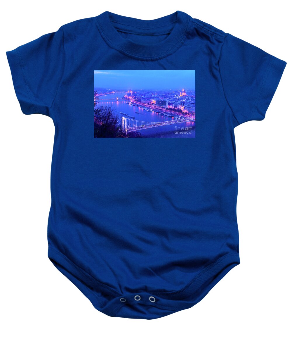 Budapest Baby Onesie featuring the photograph Blue Hour In Budapest by Diane Macdonald
