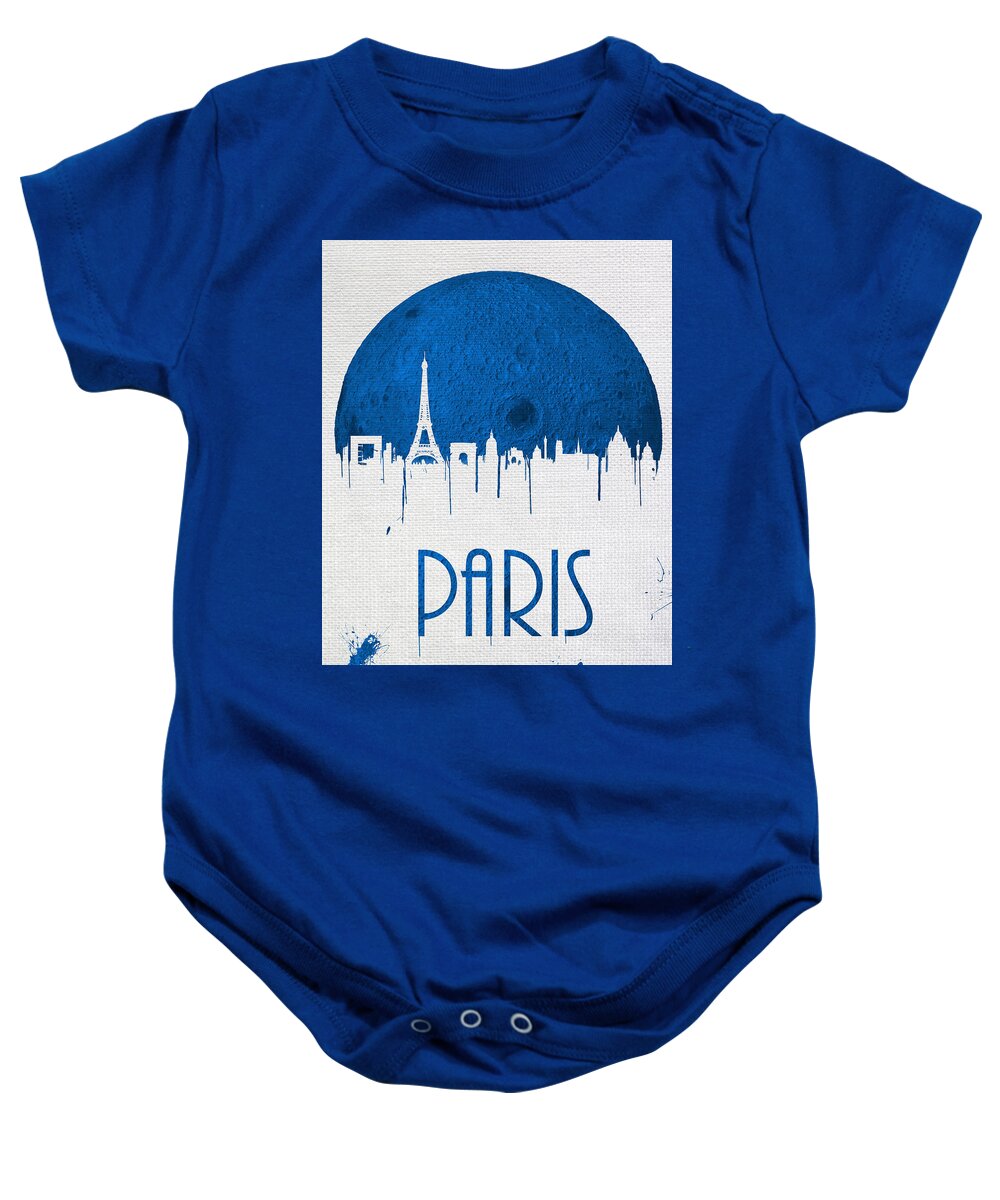 City Baby Onesie featuring the digital art Blue Moon Drips Over Paris by Tim Palmer