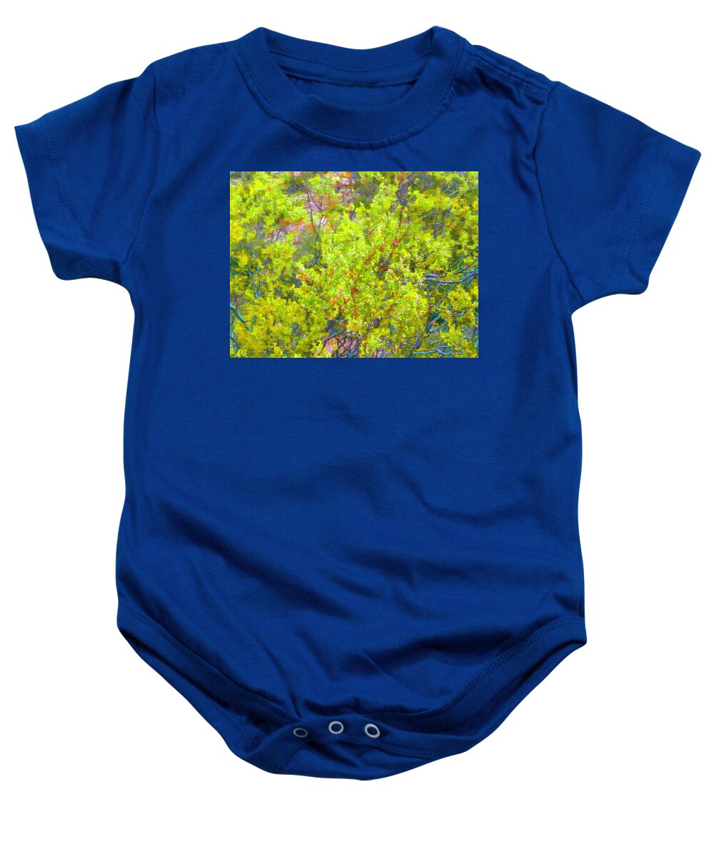 Chartreuse Baby Onesie featuring the photograph Chartreuse Desert Foliage by Debra Grace Addison