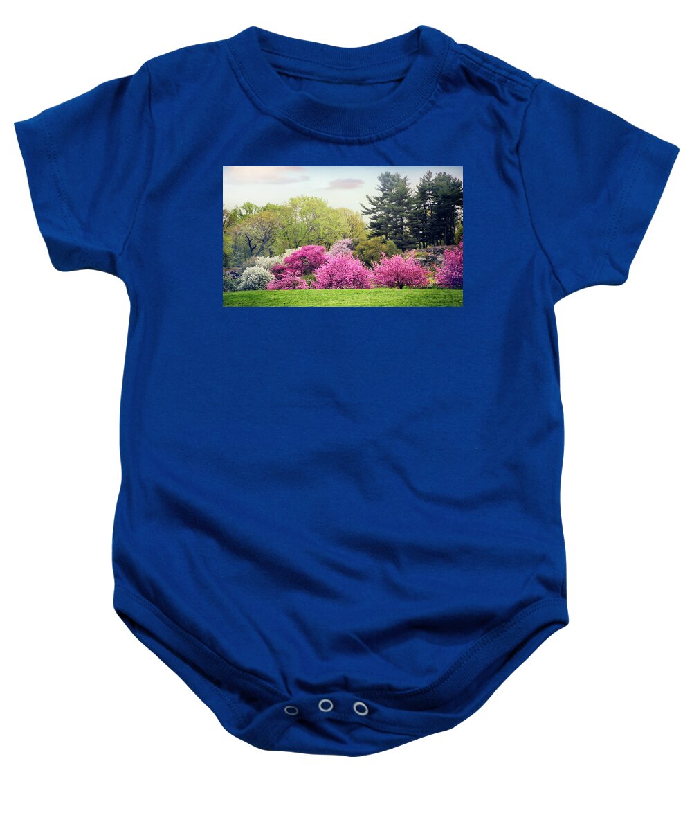 Cherry Tree Baby Onesie featuring the photograph Cherry on a Hillside by Jessica Jenney