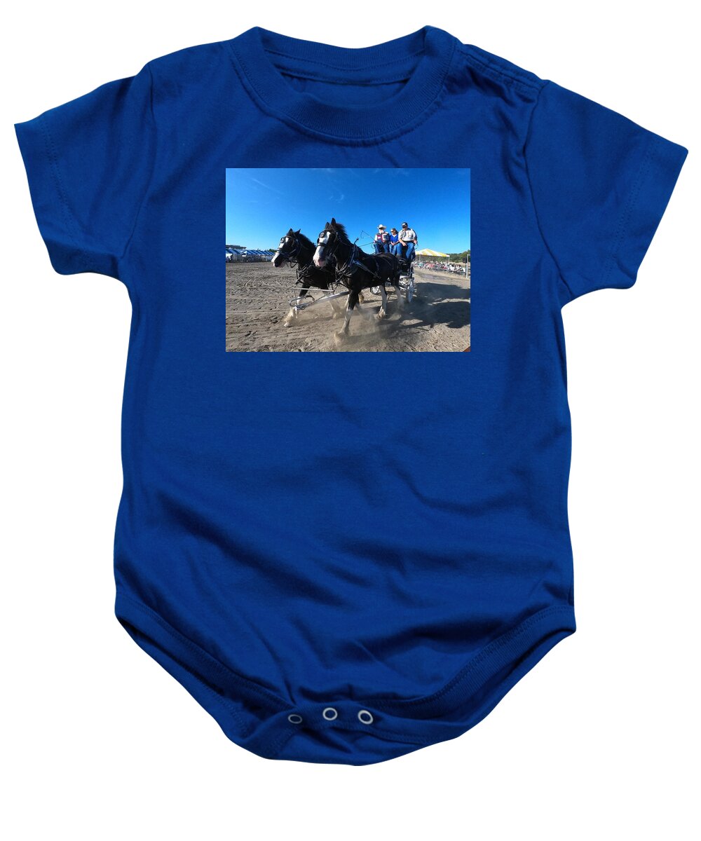 Clydesdales Baby Onesie featuring the photograph Clydesdales by John Parulis