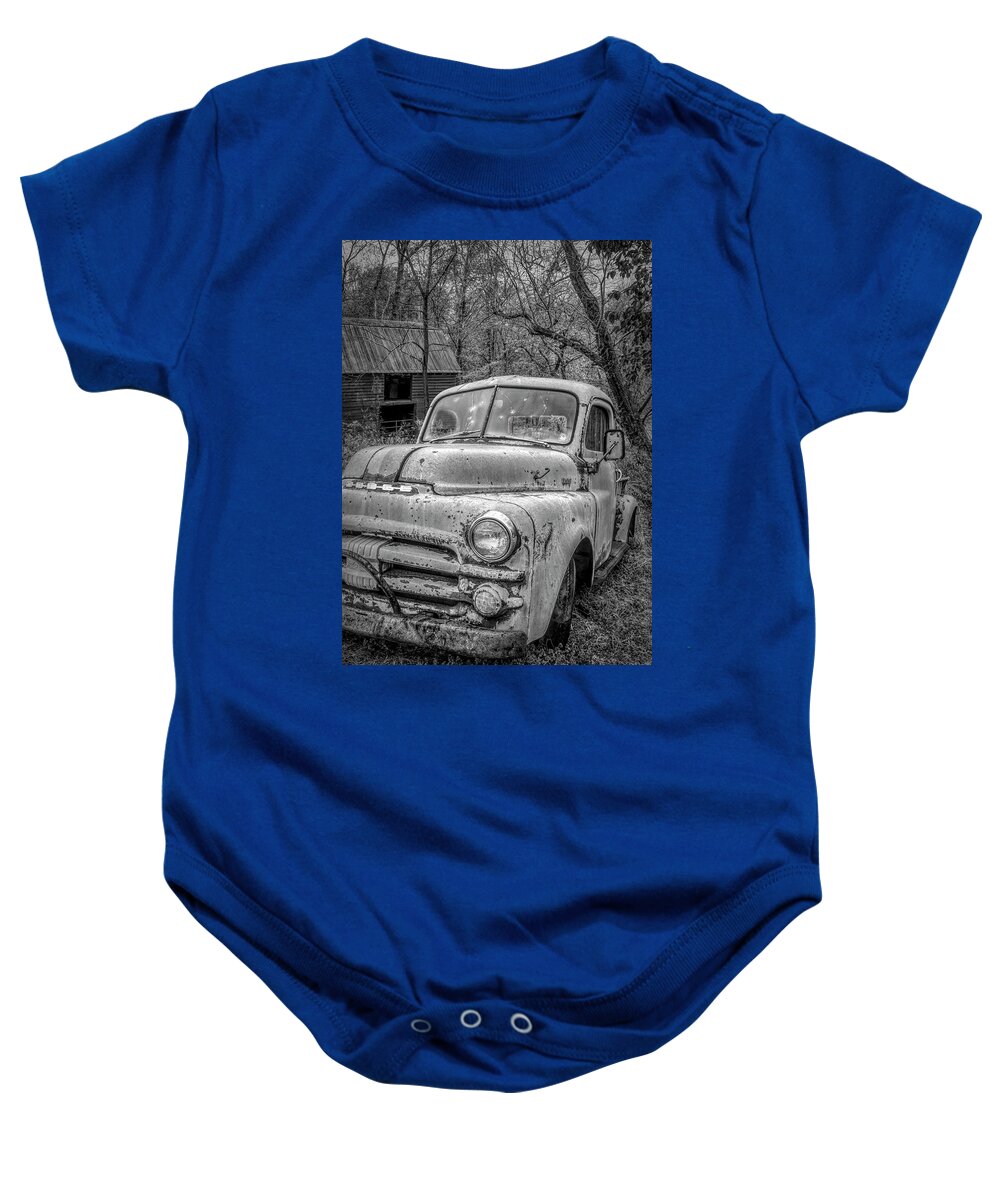 1951 Baby Onesie featuring the photograph Cool Dodge in Black and White by Debra and Dave Vanderlaan