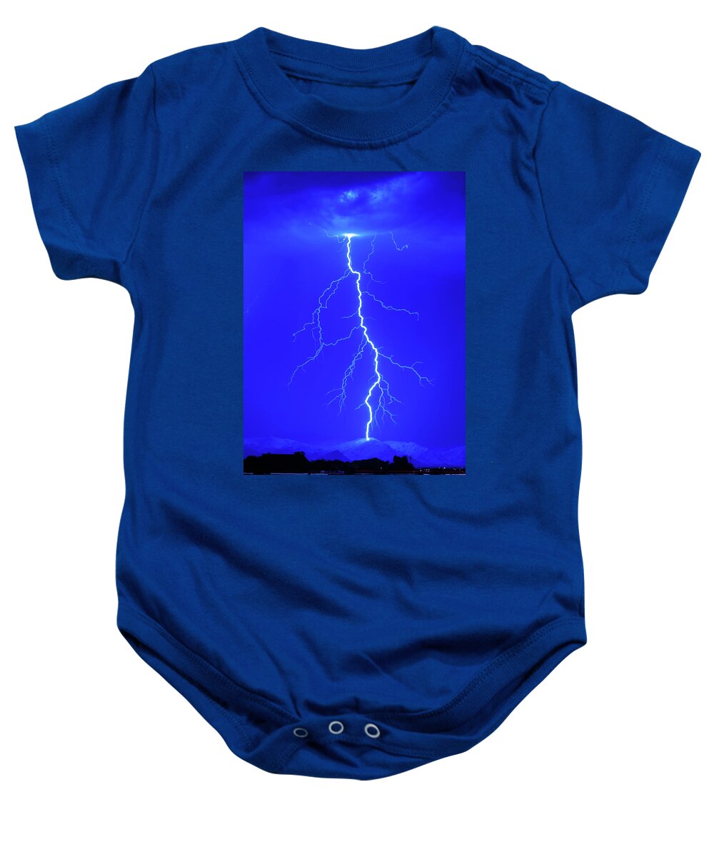 Lightning Baby Onesie featuring the photograph 1104 Desert Lightning by Kenneth Johnson