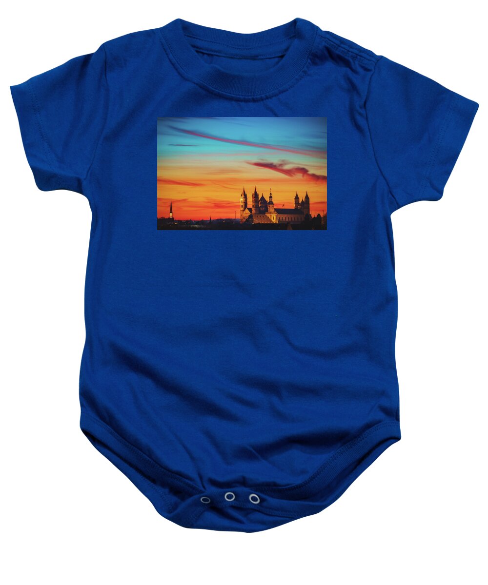 Worms Baby Onesie featuring the photograph Dom St. Peter zu Worms during Dusk by Marc Braner
