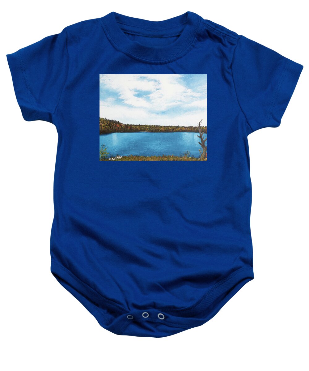 Landscape Baby Onesie featuring the painting Fall In Itasca by Gabrielle Munoz