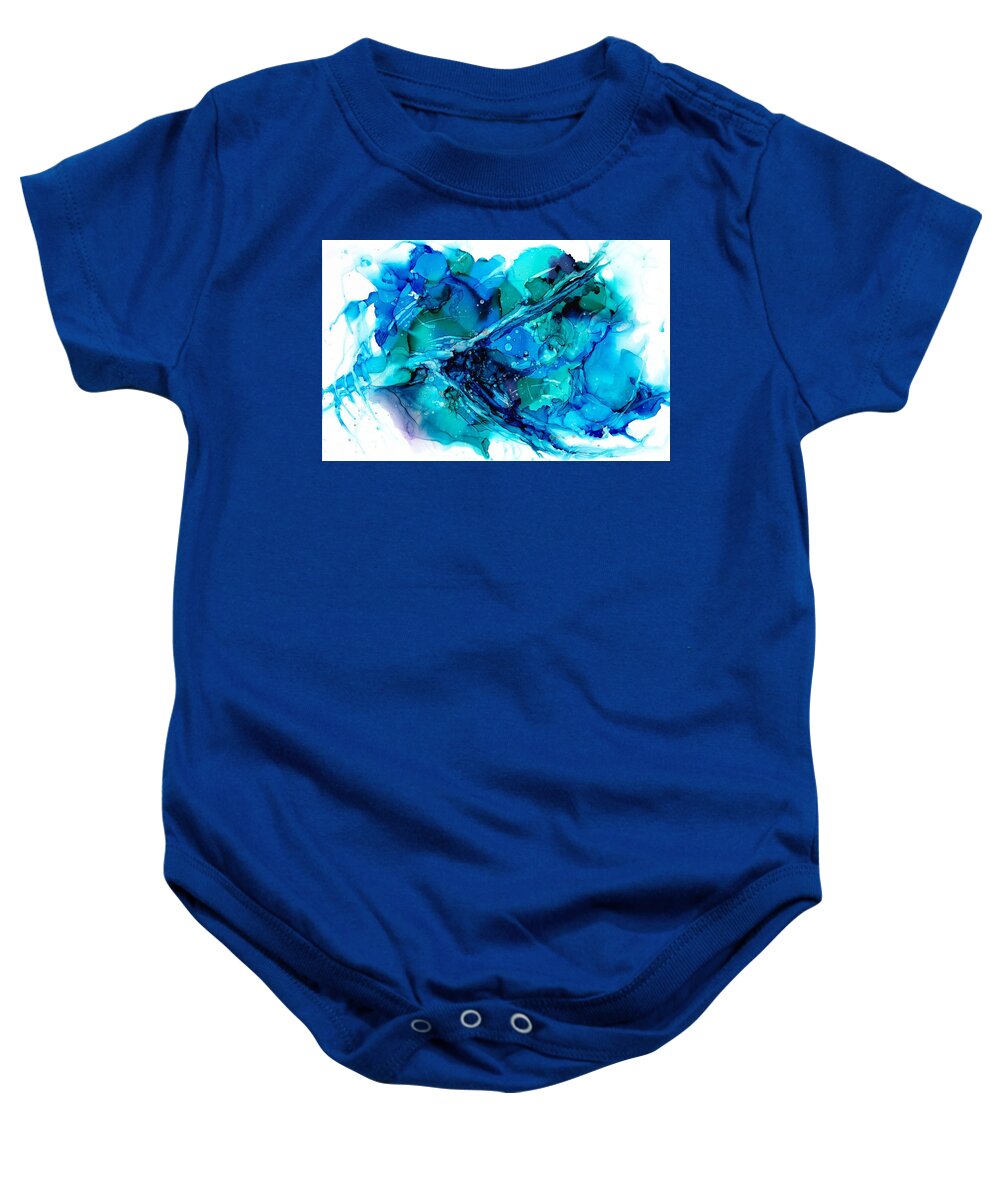 Alcohol Ink Baby Onesie featuring the painting Journey by Christy Sawyer