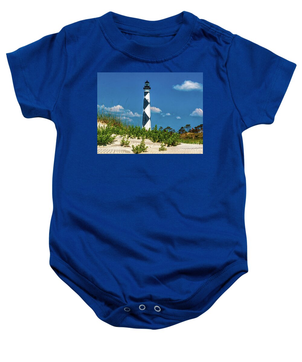Lighthouse Baby Onesie featuring the photograph Lighthouse at Cape Lookout NC by Nick Zelinsky Jr