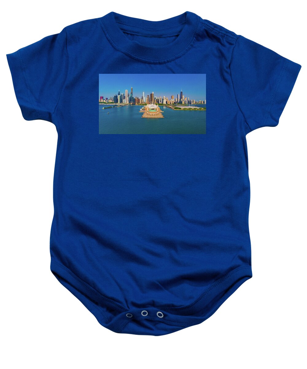 Chicago Baby Onesie featuring the photograph Navy Pier Chicago, IL by Bobby K