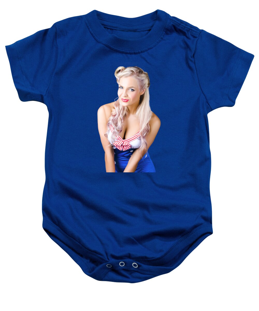 Sailor Baby Onesie featuring the photograph Navy pinup woman by Jorgo Photography